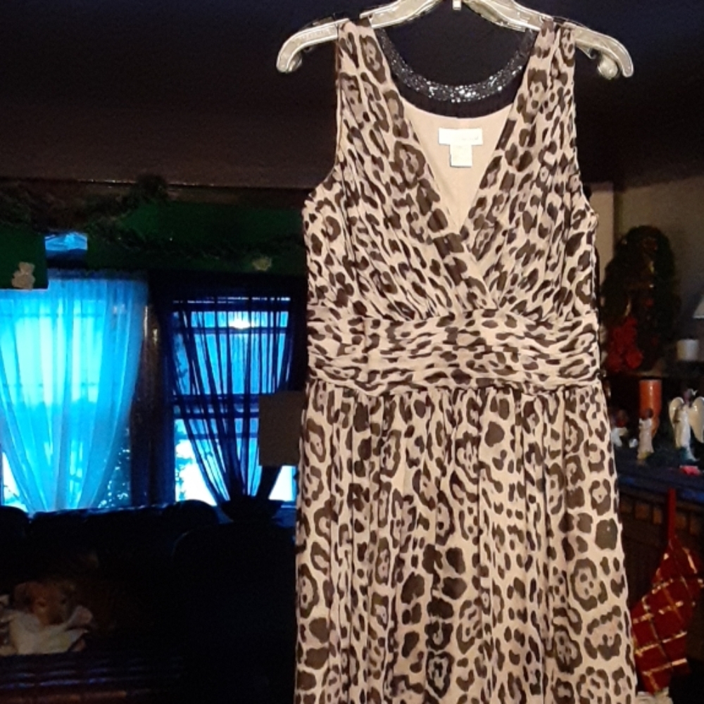Black, grey leopard print dress